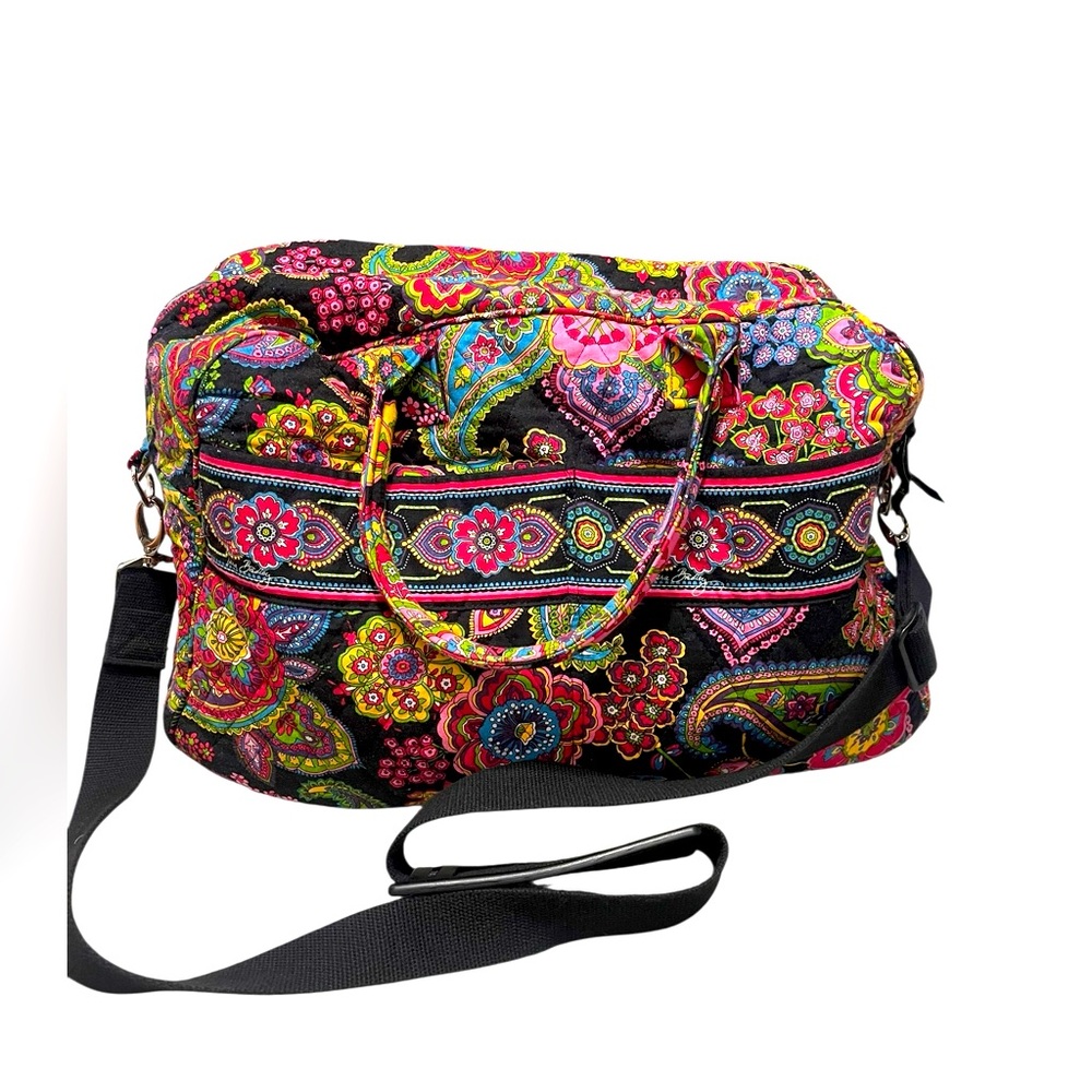 💙 Vera Bradley Duffle Bag - Floral Print with Strap Vibrant Paisley Women's Bag
